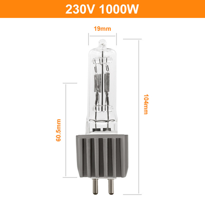 estudio de la etapa del bulbo de halógeno del tungsteno del cuarzo de 230V 1000W G9.5 compatible con OSRAM FEP