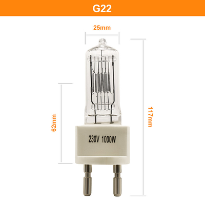 Bulbo de halógeno del tungsteno del cuarzo G9.5 lámparas de Sstv del estudio de 1000 vatios 230v 117m m