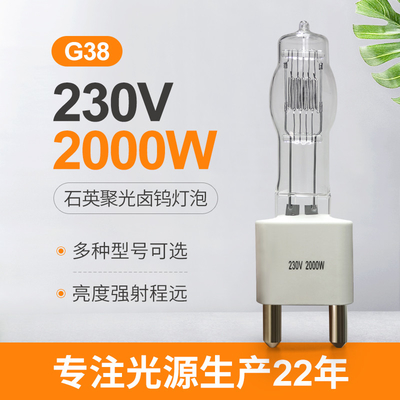 lámpara de alto voltaje del halógeno 230v 2000 solos del bulbo G38 del vatio terminados