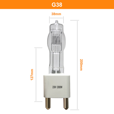 lámpara de alto voltaje del halógeno 230v 2000 solos del bulbo G38 del vatio terminados