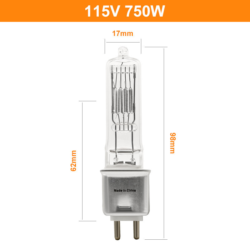 Luz trasera del BI G9.5 de Pin Halogen Bulb 3200k 750 del vatio 115v del tungsteno del proyector bajo de la etapa